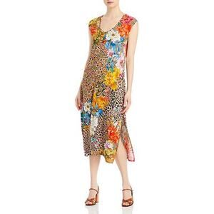 Johnny Was Multicolor Floral & Animal Print Midi Dress